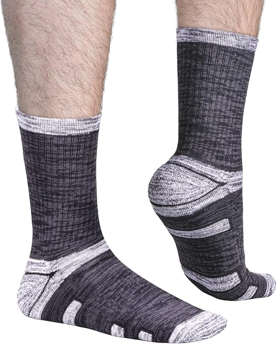 Men's Sports Socks Moisture Wicking 5 Pairs - Black/Grey